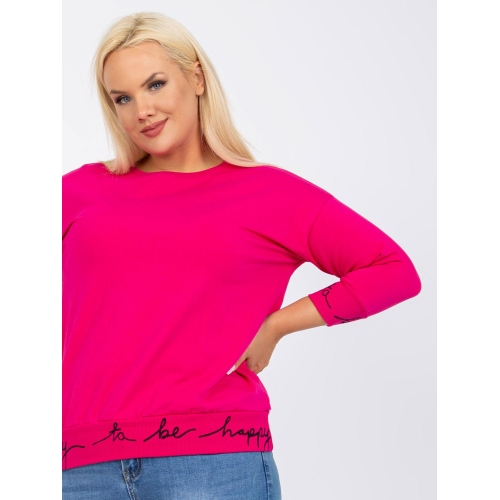 Fuchsiová mikina s nápisy na manžetách