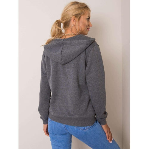 Tmavě šedá bavlněná melanžová mikina s kapucí