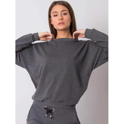 RUE PARIS Tmavě šedá mikina melange bez kapuce