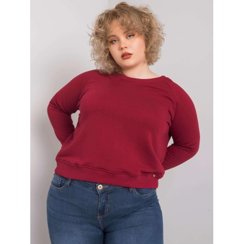 Maroon plus size mikina bez kapuce