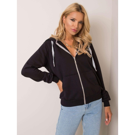 Černá bavlněná mikina s kapucí