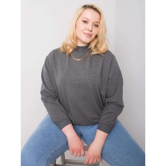 Tmavě šedá mikina melange plus size basic