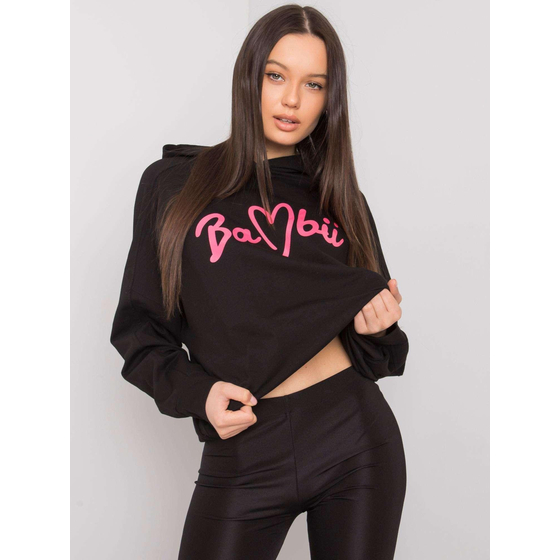 Dámská černá mikina s kapucí s kapsami