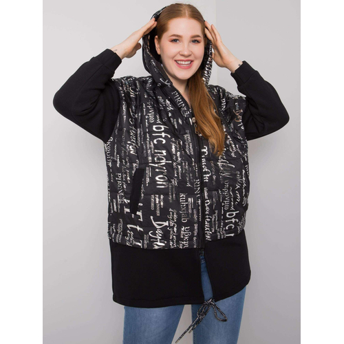 Černá a stříbrná mikina s kapucí větší velikosti