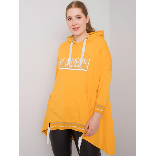 Tmavě žlutá nadměrná dámská mikina s kapsou