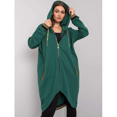 Tmavě zelená bavlněná mikina s kapucí