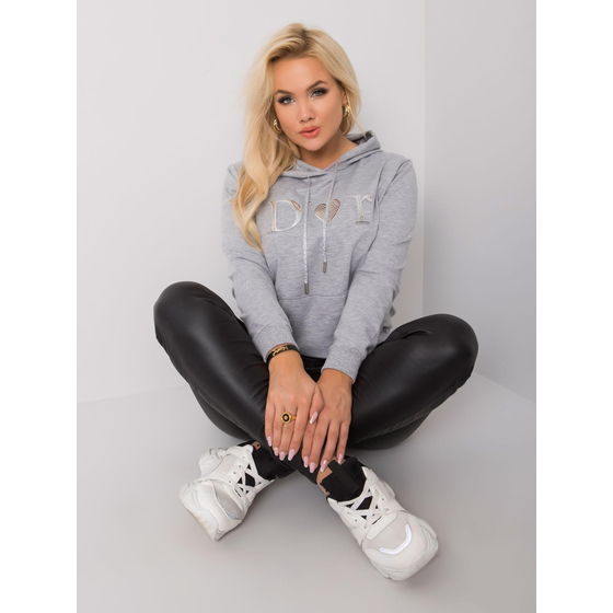 Šedá melange plus velikost mikina s kapucí