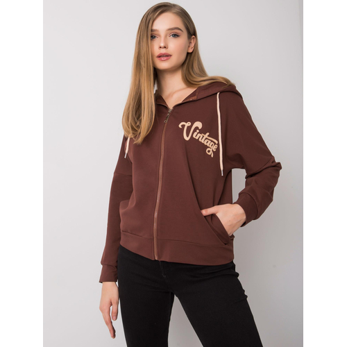 Tmavě hnědá mikina s kapucí na zip