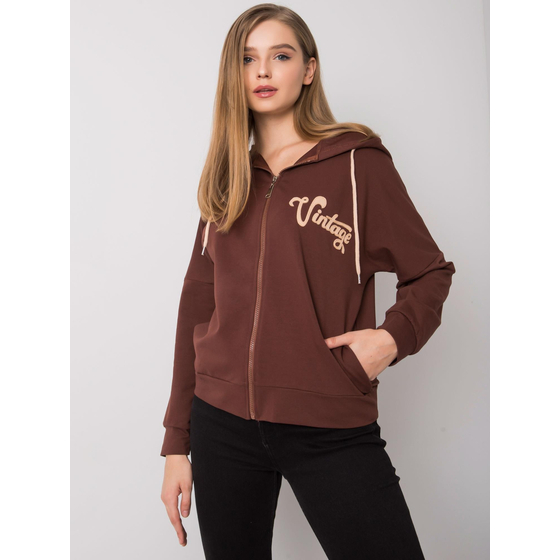 Tmavě hnědá mikina s kapucí na zip