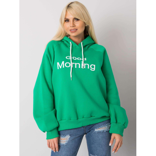 Zelená vatovaná mikina s kapucí