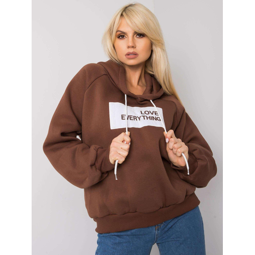 Hnědá vycpaná mikina s kapucí
