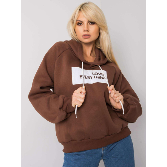 Hnědá vycpaná mikina s kapucí